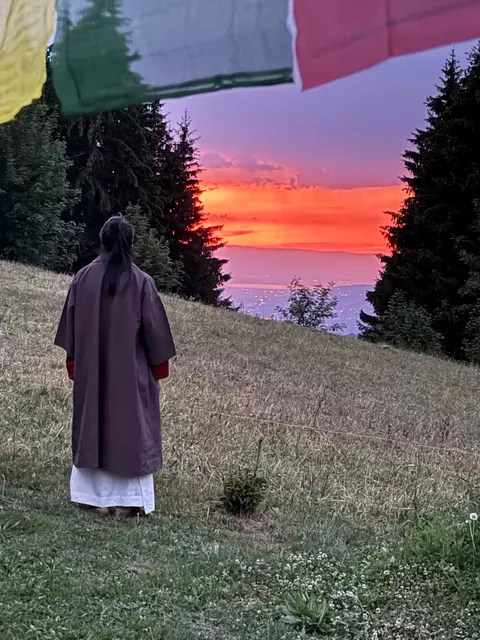 Sunset over the mountains during the retreat