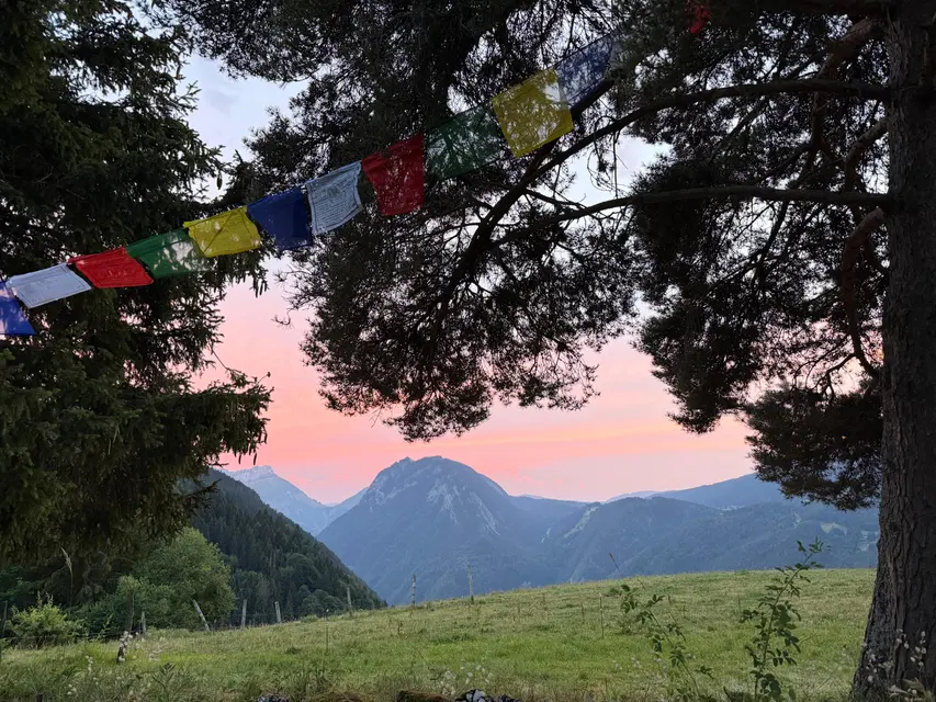 Sunset over the mountains during the retreat