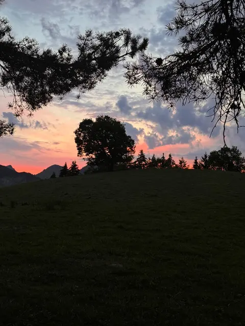 Sunset over the mountains during the retreat